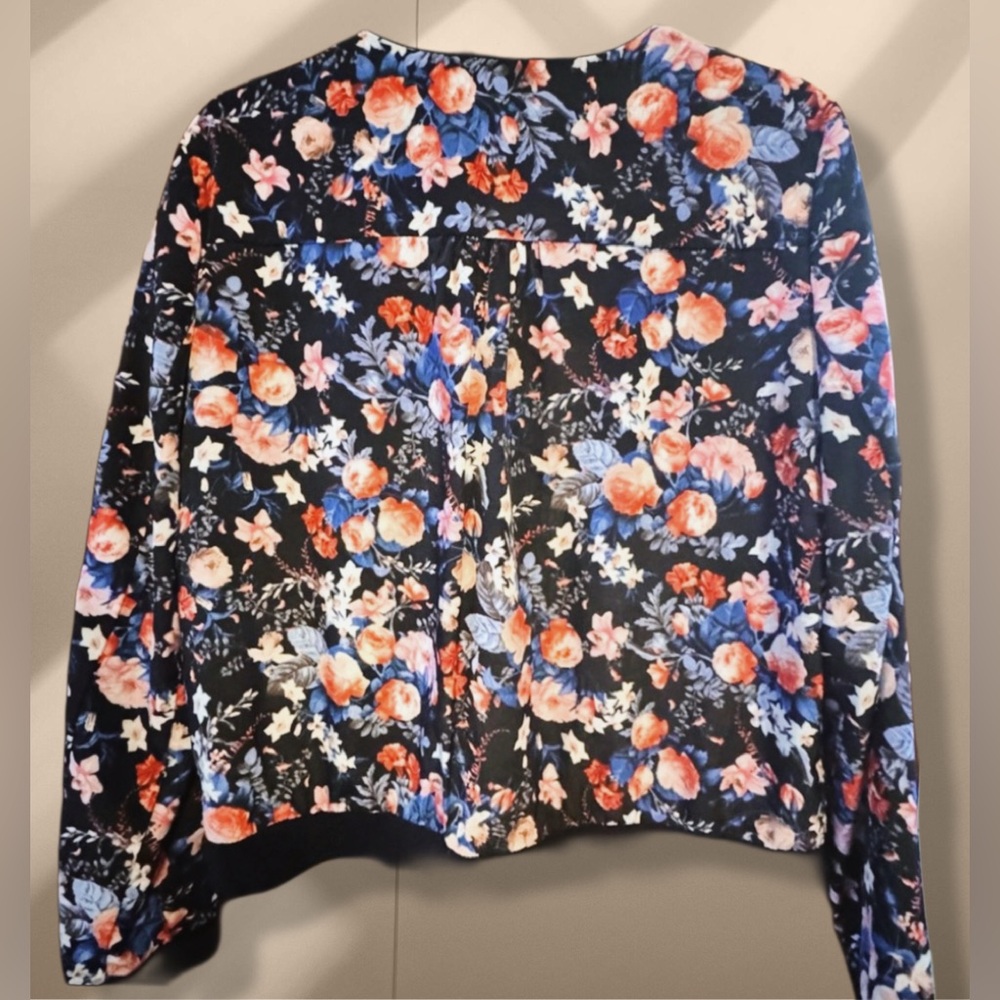 Floral Bomber Jacket - Black and Multicolor by J Cooper size Medium - Picture 3 of 8